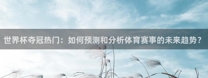 世预赛赛程表：世界杯夺冠热门：如何预测和分析体育赛事的未来趋势？